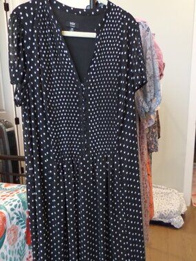 MSK Women Black & White Polka Dot Dress – Size 18W